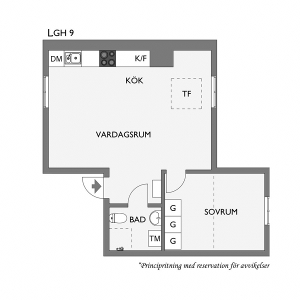 Небольшая мансардная квартира в стильных серых тонах (35 кв. м)